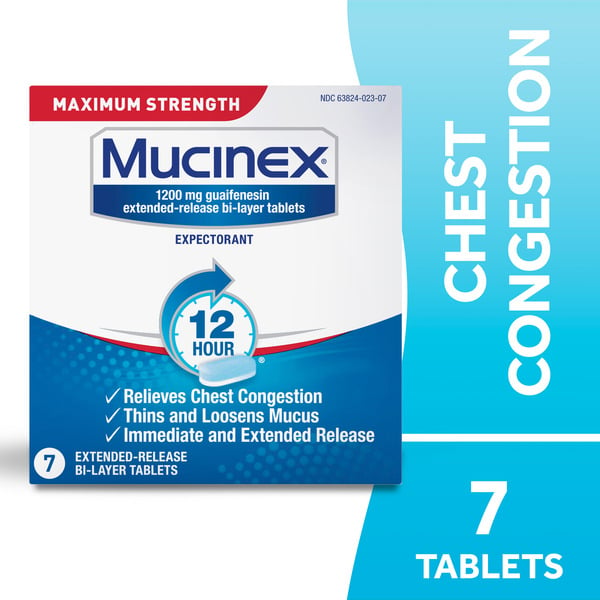 Cold, Flu & Allergy Mucinex Maximum Strength 12 Hour Extended Release Tablets, 1200 mg, Chest Congestion hero