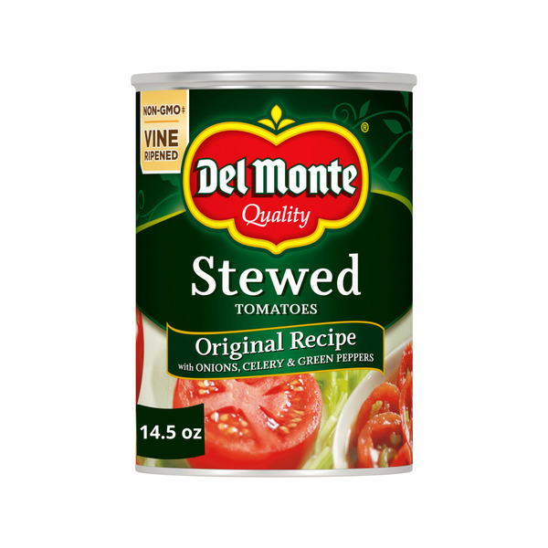 Canned & Jarred Vegetables Del Monte Original Recipe Stewed Tomatoes with Onions, Celery & Green Peppers hero