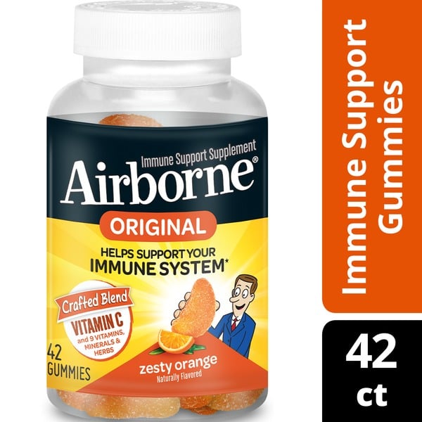 Vitamins & Supplements Airborne Zesty Orange Flavored Gummies - 750mg of Vitamin C and Minerals & Herbs Immune Support hero