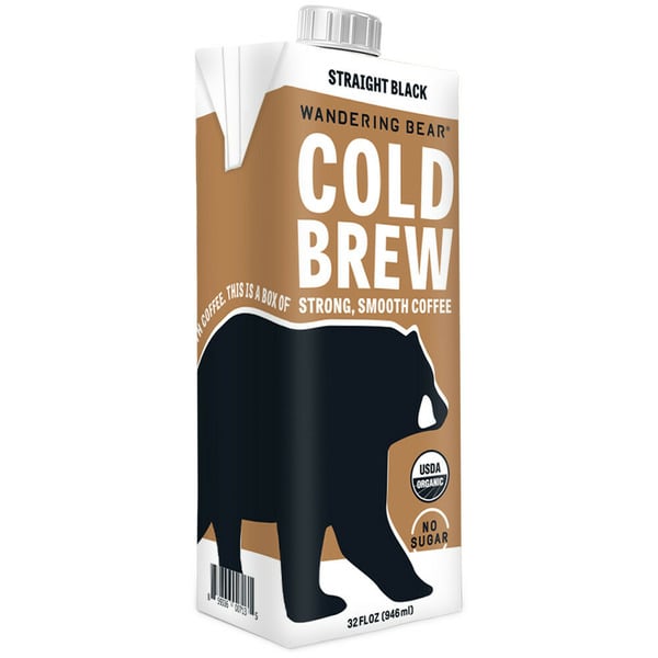 Wandering Bear Cold Brew Coffee, Straight black, Organic hero