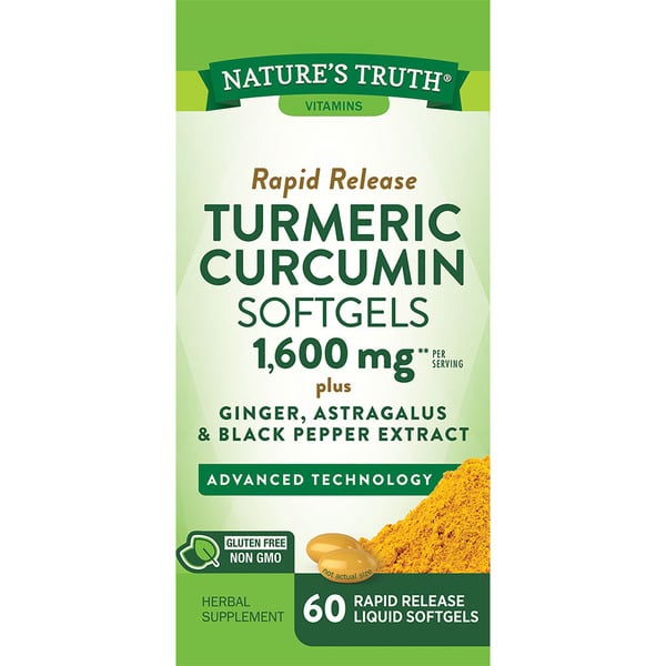 Supplements Nature's Truth Turmeric Curcumin Complex plus Ginger & Black Pepper Softgels hero