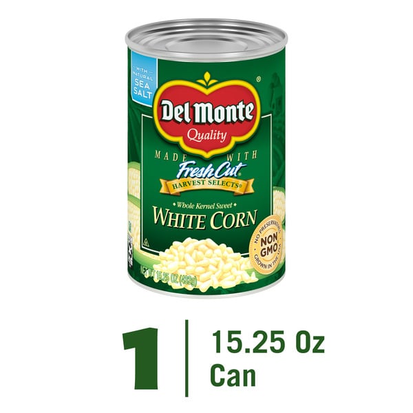 Canned & Jarred Vegetables Del Monte White Corn, Whole Kernel, Sweet, Harvest Selects hero