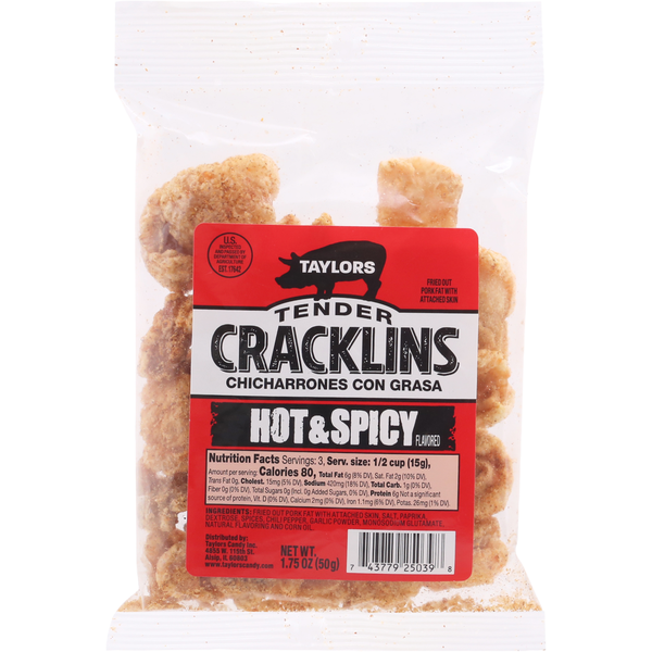 Beauty Cracklins, Hot & Spicy Flavored, Tender hero