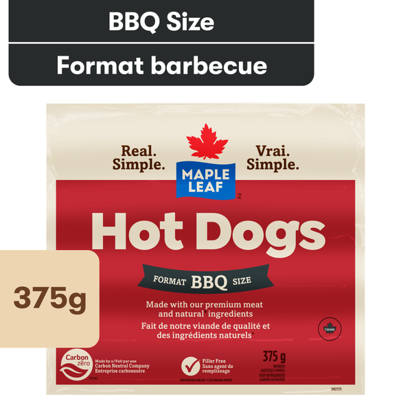 Hot Dogs, Bacon & Sausage Maple Leaf BBQ Format Gluten Free Wieners hero