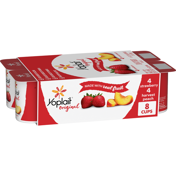 Yogurt Yoplait Original Low Fat Strawberry and Harvest Peach Yogurt Cups hero