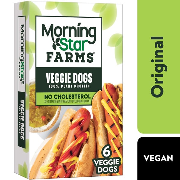 Frozen Vegan & Vegetarian Morning Star Farms Plant Based Veggie Dogs, Vegan Meat, Frozen Meal Starter, Original hero