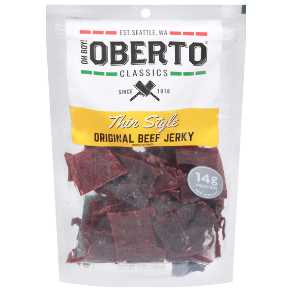 Popcorn & Jerky Oberto Beef Jerky, Original, Thin Style hero