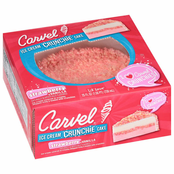 Ice Cream & Toppings Carvel Lil' Love Strawberry & Vanilla Ice Cream Crunchie Cake hero