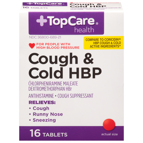 Cold, Flu & Allergy TopCare Cough & Cold HBP, Tablets hero