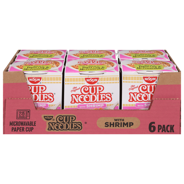 Instant Foods Nissin Noodle Soup, with Shrimp, Ramen, 6 Pack hero