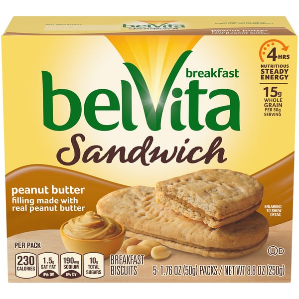 Cookies & Cakes belVita Breakfast Breakfast Biscuit Sandwiches, Peanut Butter Flavor hero