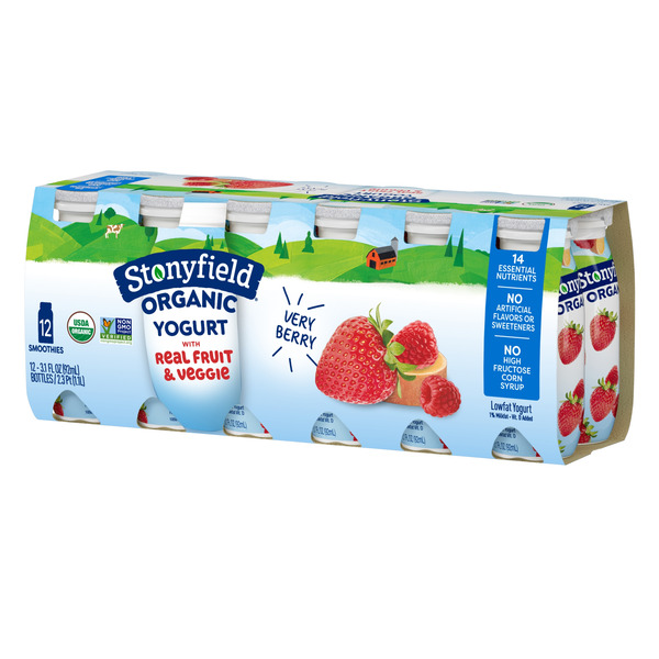 Yogurt Stonyfield Organic Lowfat Yogurt Smoothies Very Berry 3. hero