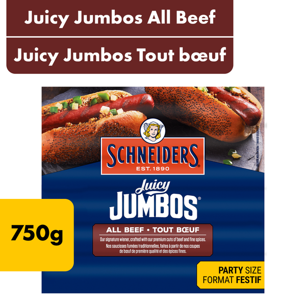 Lunch Meat Schneiders Juicy Jumbos All Beef Hot Dogs Family Pack hero