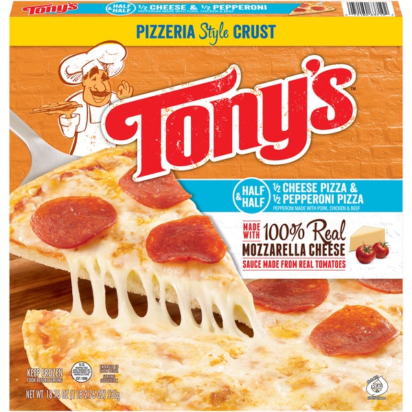 Frozen Pizza Tony's Pizzeria Style Crust Half & Half Cheese/Pepperoni Pizza hero