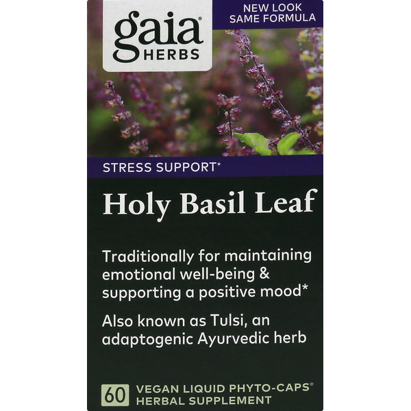 Vitamins & Minerals Gaia Herbs Holy Basil Leaf, Vegan Liquid Phyto-Caps hero