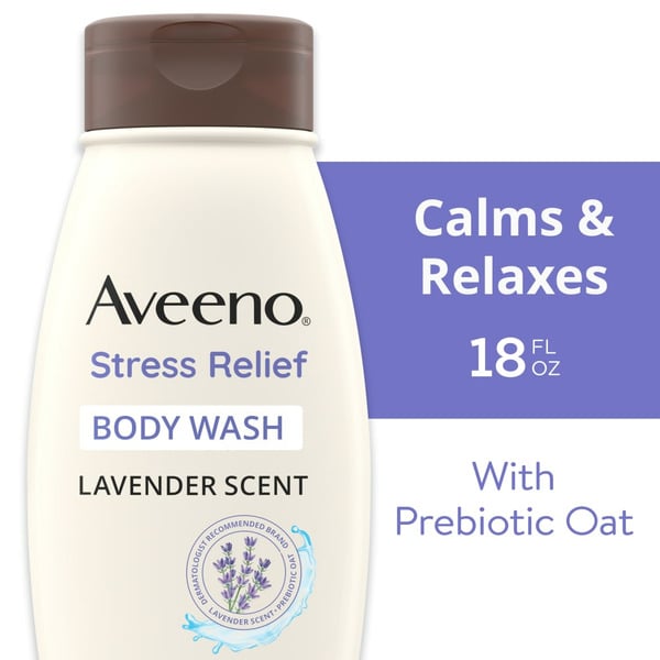 Aveeno Stress Relief Relaxing Oat Body Wash, Lavender Scent hero