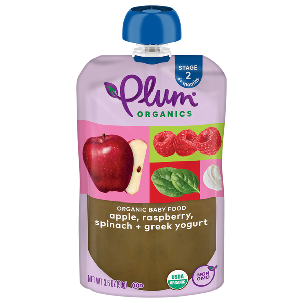 Baby Food & Formula Plum Organics Apple, Raspberry, Spinach & Greek Yogurt hero