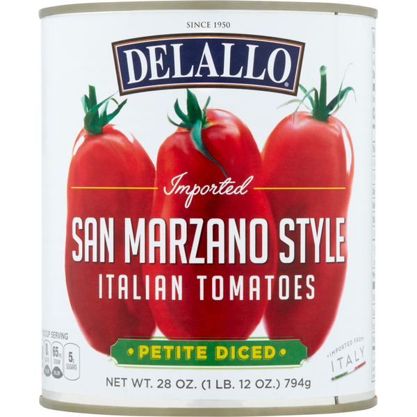 Canned & Jarred Vegetables DeLallo Italian Tomatoes, Imported, San Marzano Style, Petite Diced hero