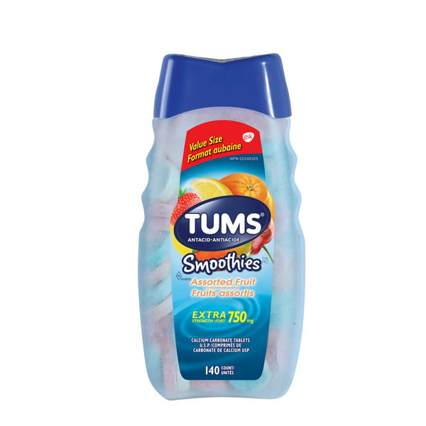 Mint & Gum TUMS Smoothies Assorted Fruit Antacid Extra Strength hero