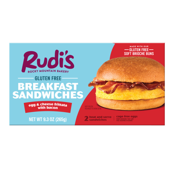 Rudi's Gluten Free Egg & Cheese Frittata with Bacon Breakfast Sandwich hero