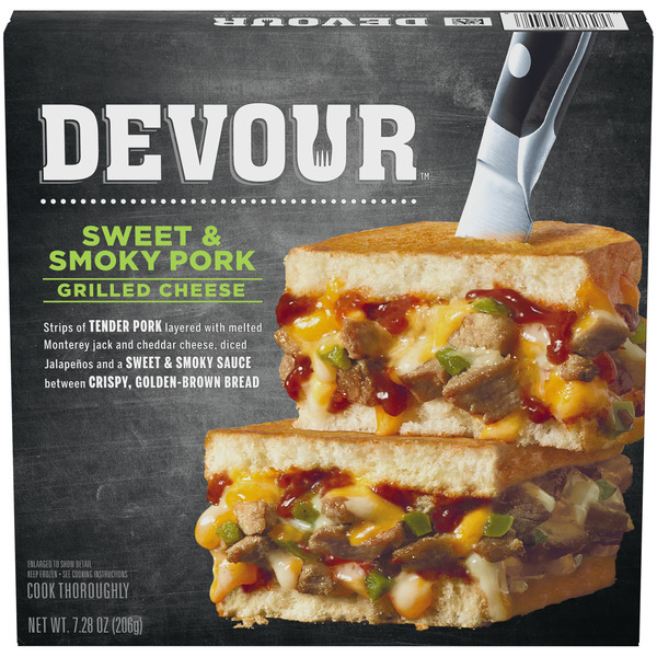 Frozen Meals DEVOUR Sweet & Smoky Pork Grilled Cheese hero