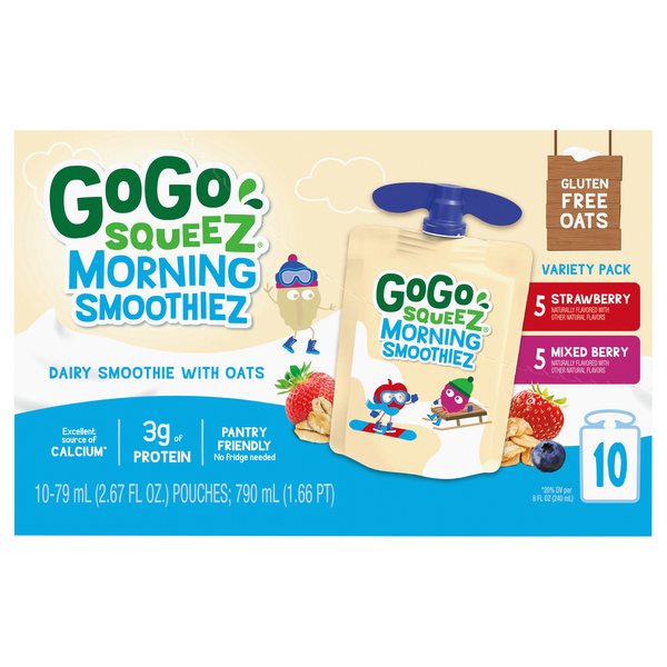 Bread GoGo Squeez Morning Smoothiez, Strawberry/Mixed Berry, Variety Pack hero