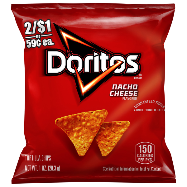 Chips & Pretzels Doritos Tortilla Chips, Nacho Cheese Flavored hero