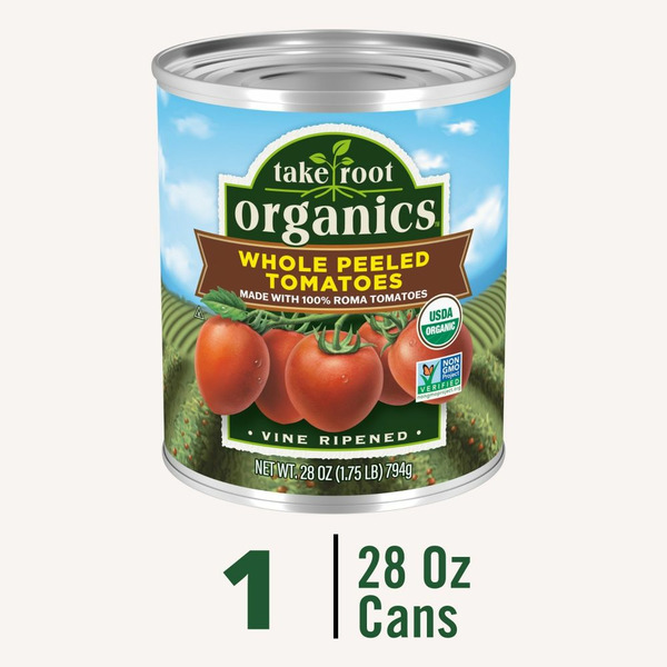 Canned & Jarred Vegetables Take Root Organics Whole Peeled Canned Tomatoes hero