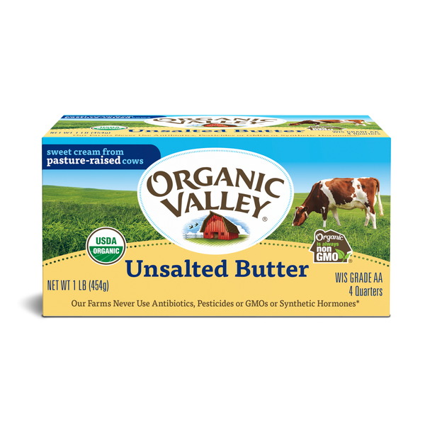 Butter Organic Valley Unsalted Butter — Organic Butter from Pasture Raised Cows hero