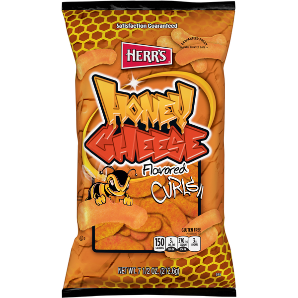 Chips & Pretzels Herr's Cheese Curls, Gluten Free, Honey hero