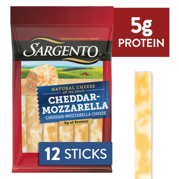 Packaged Cheese Sargento Natural Blends Cheddar-Mozzarella Sticks Cheese hero