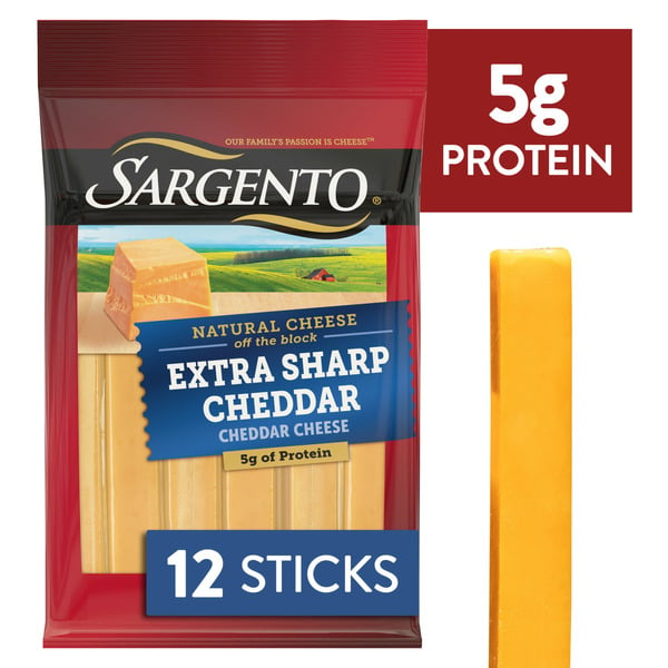 Packaged Cheese Sargento Extra Sharp Natural Cheddar Cheese Snack Sticks hero