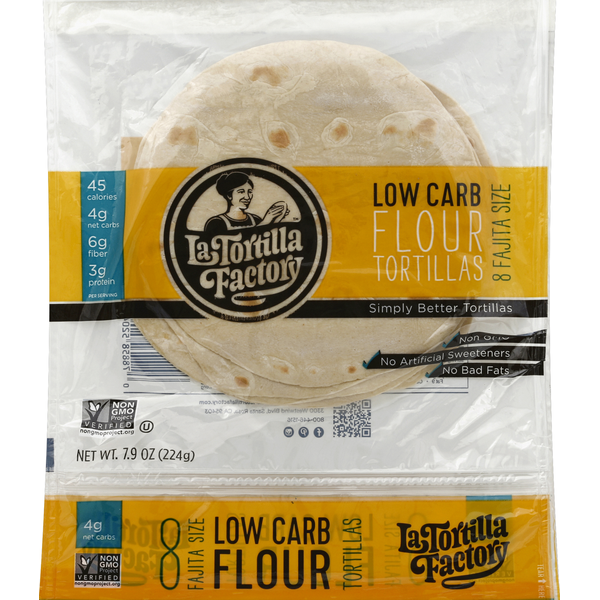 Tortillas & Flat Bread La Tortilla Factory Tortillas, Flour, Low Carb, Fajita Size hero