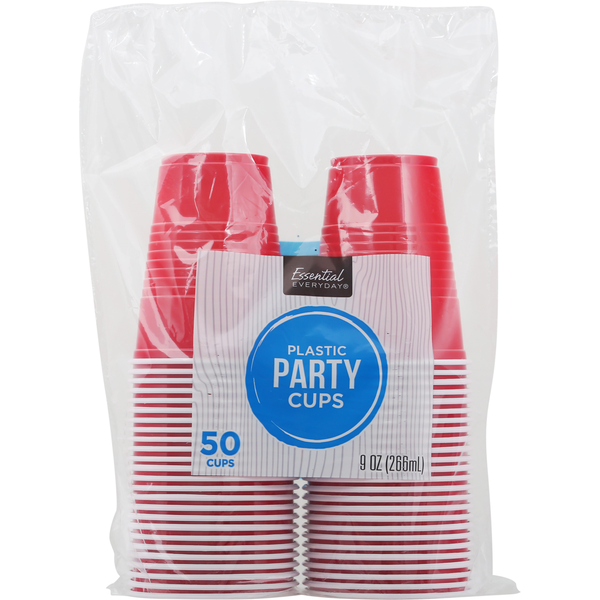 Plates, Bowls, Cups & Flatware Essential Everyday Party Cups, Plastic, 9 Ounce hero