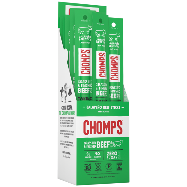 Chomps Grass-Fed Jalapeno Beef, 24pk hero