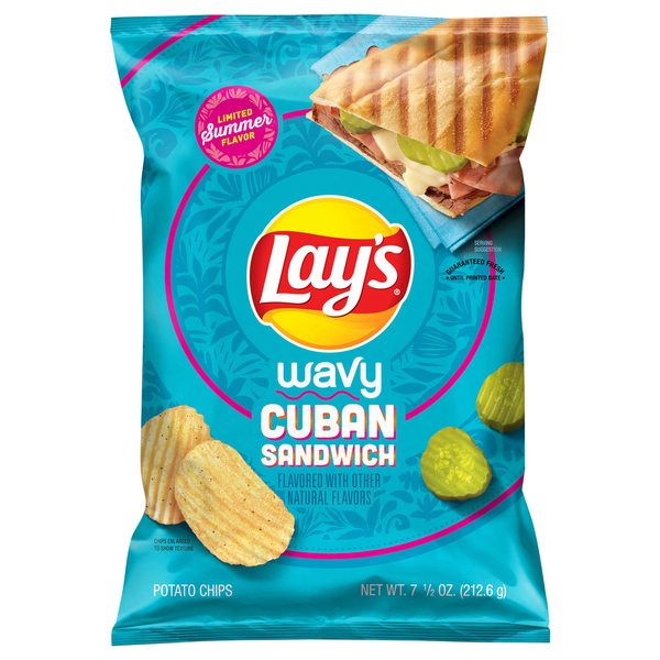 Candy & Chocolate Lay's Potato Chips, Cuban Sandwich, Wavy hero