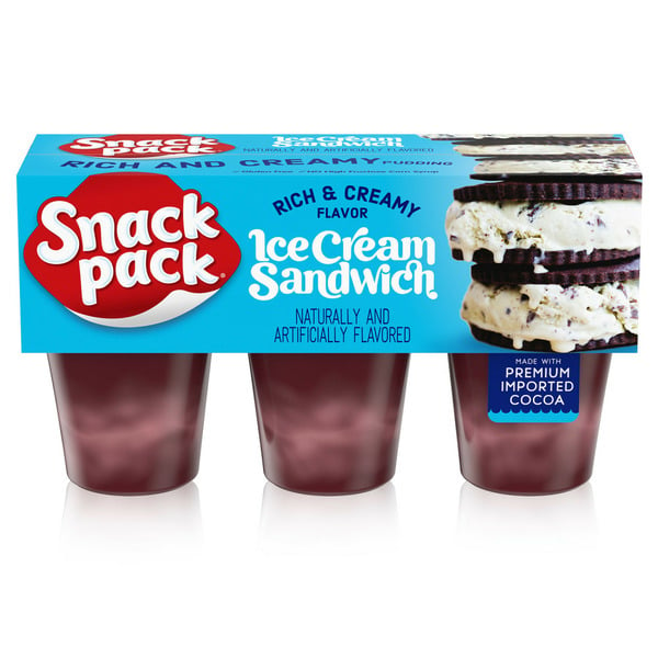 Doughs, Gelatins & Bake Mixes Snack Pack Ice Cream Sandwich Flavored Pudding Cups hero