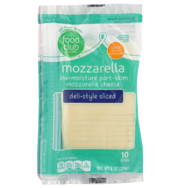 Packaged Cheese Low-Moisture Part-Skim Mozzarella Deli-Style Sliced Cheese hero