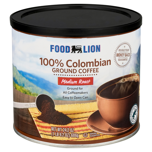 Coffee Food Lion Coffee, Ground, Medium Roast, 100% Colombian hero