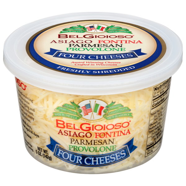 Packaged Cheese BelGioioso Cheese, Freshly Shredded, Four Cheeses Cup hero