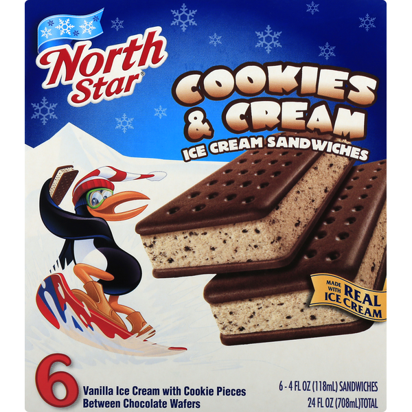 Ice Cream & Ice North Star Ice Cream Sandwiches, Cookies & Cream hero