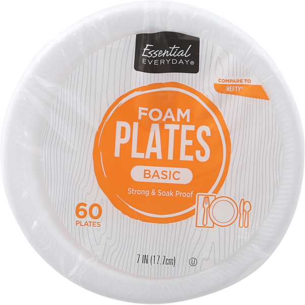 Plates, Bowls, Cups & Flatware Essential Everyday Foam Plates, Basic, 7 Inch hero