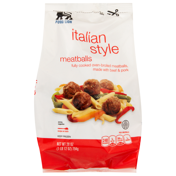 Frozen Meat Food Lion Meatballs, Italian Style, Bag hero