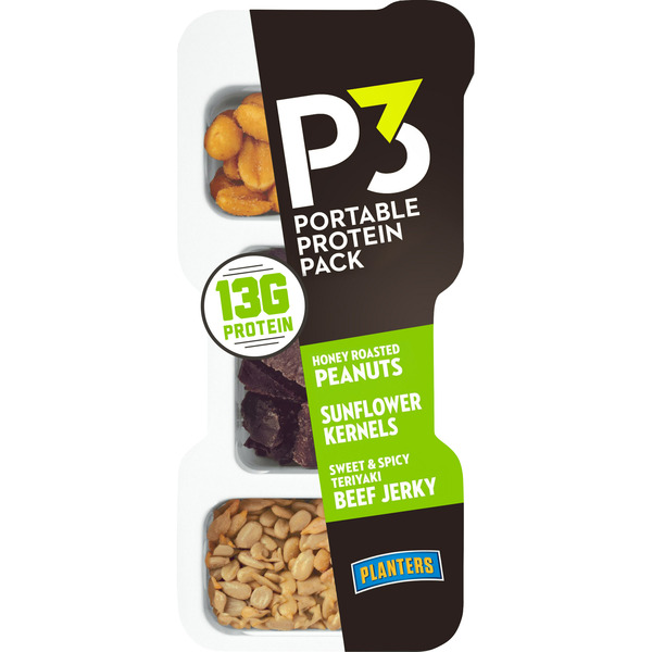 Lunch Meat P3 Peanuts, Beef Jerky & Sunflower Kernels Portable Protein Pack hero