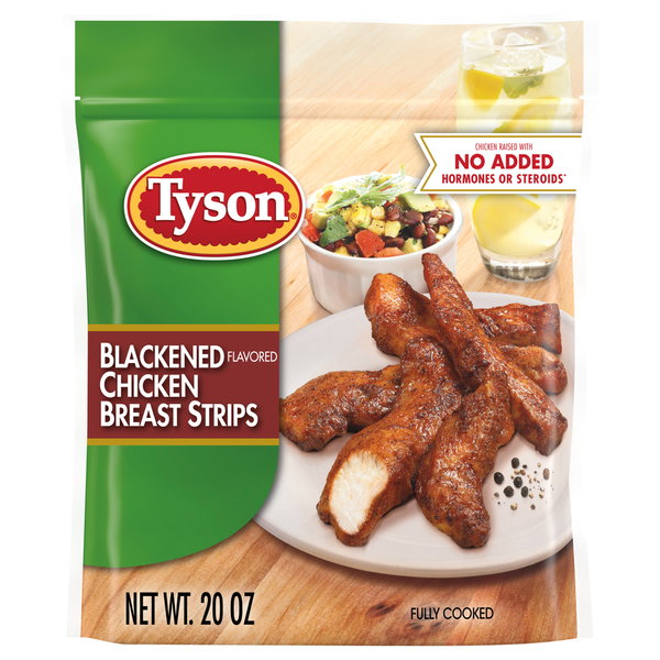 Frozen Meat Tyson Blackened Flavored Unbreaded Chicken Strips hero