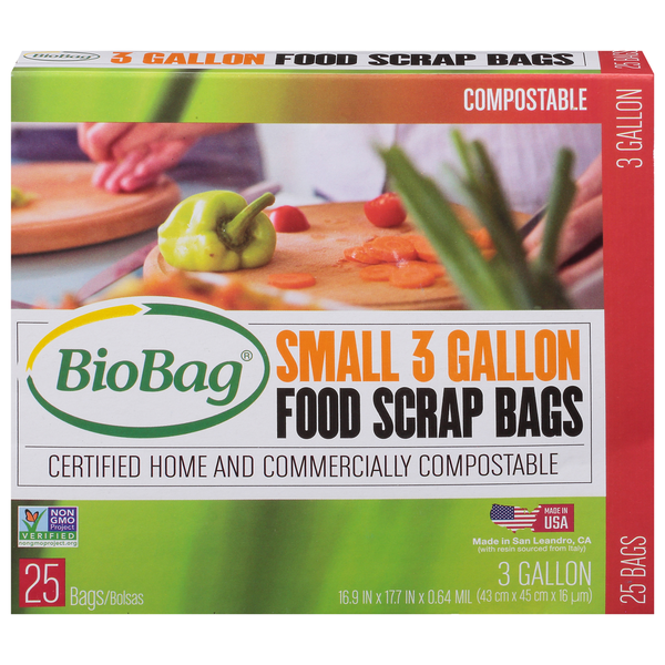 Trash Bags & Liners BioBag Food Scrap Bags, Compostable, Small, 3 Gallon hero