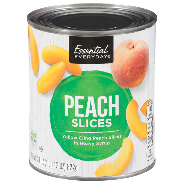 Canned Fruit & Applesauce Essential Everyday Peach Slices, in Heavy Syrup, Yellow Cling hero