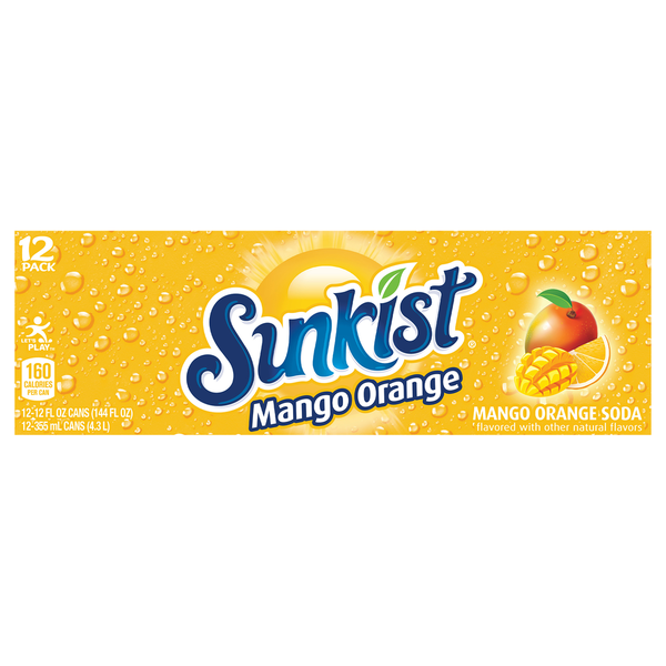 Cocoa & Drink Mixes Sunkist Soda, Mango Orange, 12 Pack hero