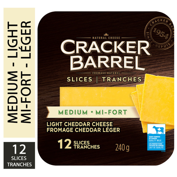 Specialty Cheeses Cracker Barrel Light Medium Cheddar Cheese Slices hero