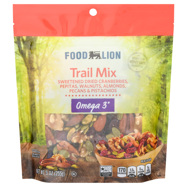 Nuts, Seeds & Dried Fruit Food Lion Trail Mix, Omega 3 hero